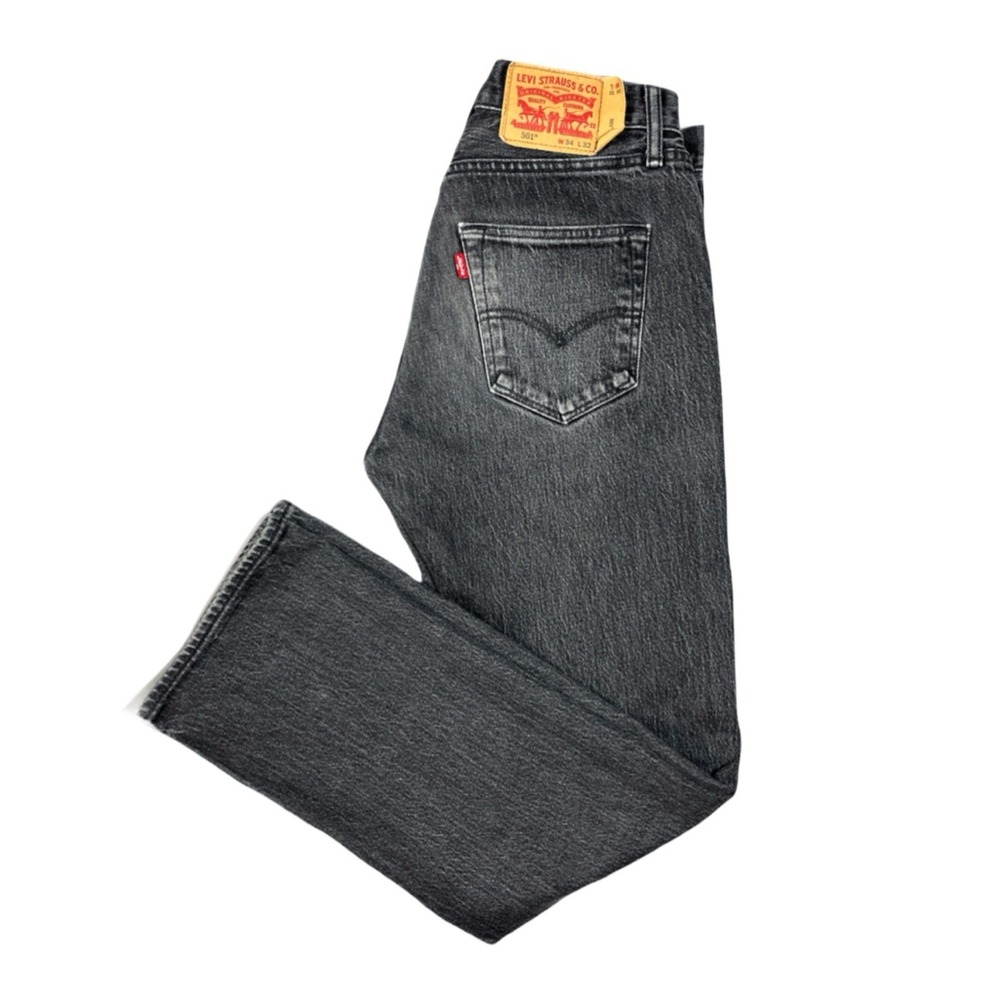 LEVIS 501 Women's High Rise Straight Leg Jeans Black Wash Denim 31x30 Button Fly